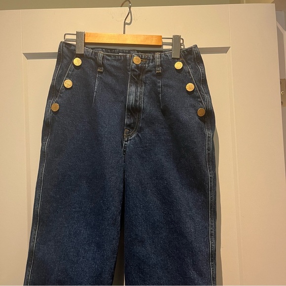 Zara Cropped Wide Leg Sailor Jeans in Dark Indigo - Picture 3 of 7